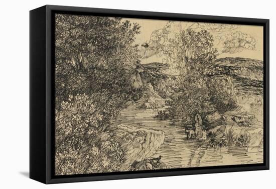 Bathers in a Brook-Rodolphe Bresdin-Framed Stretched Canvas