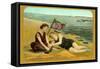 Bathers on Beach, San Diego, California-null-Framed Stretched Canvas