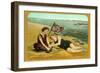 Bathers on Beach, San Diego, California-null-Framed Art Print