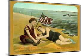 Bathers on Beach, San Diego, California-null-Mounted Art Print