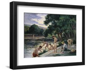 Bathers on the Banks of the Cure (Yonne)-Maximilien Luce-Framed Giclee Print