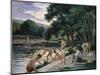 Bathers on the Banks of the Cure (Yonne)-Maximilien Luce-Mounted Giclee Print