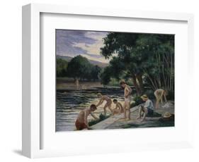 Bathers on the Banks of the Cure-Maximilien Luce-Framed Giclee Print