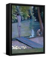 Bathers on the Banks of the River Yerres-Gustave Caillebotte-Framed Stretched Canvas