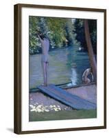 Bathers on the Banks of the River Yerres-Gustave Caillebotte-Framed Giclee Print