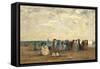 Bathers on the Beach at Trouville-Eug?ne Boudin-Framed Stretched Canvas