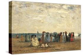 Bathers on the Beach at Trouville-Eug?ne Boudin-Stretched Canvas