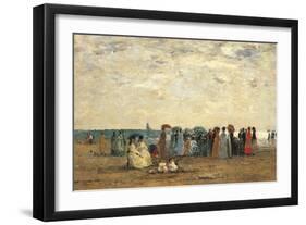 Bathers on the Beach at Trouville-Eug?ne Boudin-Framed Giclee Print