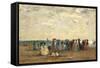 Bathers on the Beach at Trouville-Eug?ne Boudin-Framed Stretched Canvas