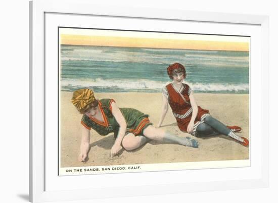 Bathers on the Beach, San Diego, California-null-Framed Premium Giclee Print
