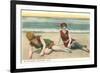 Bathers on the Beach, San Diego, California-null-Framed Premium Giclee Print