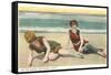 Bathers on the Beach, San Diego, California-null-Framed Stretched Canvas