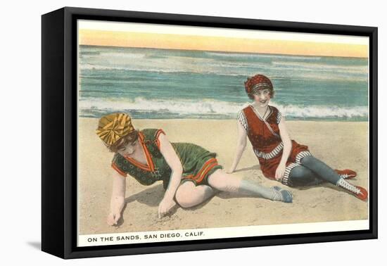 Bathers on the Beach, San Diego, California-null-Framed Stretched Canvas