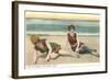 Bathers on the Beach, San Diego, California-null-Framed Art Print