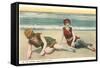 Bathers on the Beach, San Diego, California-null-Framed Stretched Canvas