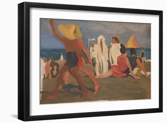 Bathers on the Lido, Venice (Serge Diaghilev and Vaslav Nijinsky on the Beac)-L?on Bakst-Framed Giclee Print