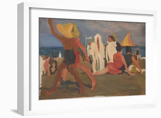 Bathers on the Lido, Venice (Serge Diaghilev and Vaslav Nijinsky on the Beac)-L?on Bakst-Framed Giclee Print