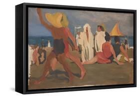Bathers on the Lido, Venice (Serge Diaghilev and Vaslav Nijinsky on the Beac)-L?on Bakst-Framed Stretched Canvas
