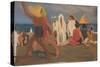 Bathers on the Lido, Venice (Serge Diaghilev and Vaslav Nijinsky on the Beac)-L?on Bakst-Stretched Canvas