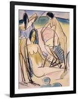 Bathers on the Shore, Fehmarn-Ernst Ludwig Kirchner-Framed Giclee Print