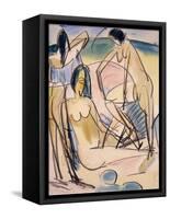 Bathers on the Shore, Fehmarn-Ernst Ludwig Kirchner-Framed Stretched Canvas