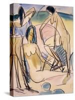Bathers on the Shore, Fehmarn-Ernst Ludwig Kirchner-Stretched Canvas