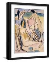 Bathers on the Shore, Fehmarn-Ernst Ludwig Kirchner-Framed Giclee Print