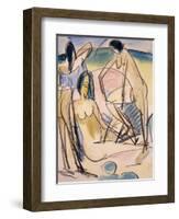 Bathers on the Shore, Fehmarn-Ernst Ludwig Kirchner-Framed Giclee Print