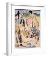 Bathers on the Shore, Fehmarn-Ernst Ludwig Kirchner-Framed Giclee Print