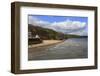 Bathers on West Cliff Beach, Backed by Grassy Cliffs in Summer, Whitby, North Yorkshire, England-Eleanor Scriven-Framed Photographic Print