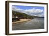 Bathers on West Cliff Beach, Backed by Grassy Cliffs in Summer, Whitby, North Yorkshire, England-Eleanor Scriven-Framed Photographic Print