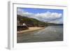 Bathers on West Cliff Beach, Backed by Grassy Cliffs in Summer, Whitby, North Yorkshire, England-Eleanor Scriven-Framed Photographic Print