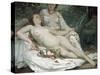 Bathers or Two Nude Women, C.1858-Gustave Courbet and Hector Hanoteau-Stretched Canvas