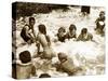 Bathers Playing in the Sea 1920s-null-Stretched Canvas
