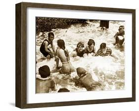 Bathers Playing in the Sea 1920s-null-Framed Premium Photographic Print