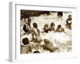 Bathers Playing in the Sea 1920s-null-Framed Premium Photographic Print