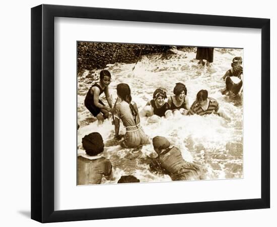 Bathers Playing in the Sea 1920s-null-Framed Photographic Print