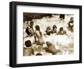 Bathers Playing in the Sea 1920s-null-Framed Photographic Print