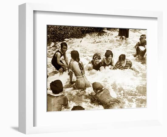 Bathers Playing in the Sea 1920s-null-Framed Photographic Print