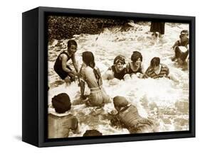 Bathers Playing in the Sea 1920s-null-Framed Stretched Canvas