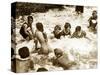 Bathers Playing in the Sea 1920s-null-Stretched Canvas