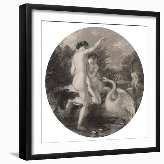 Bathers Surprised by a Swan-null-Framed Art Print