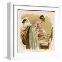 Bathing an Elderly Patient Who is Bed Bound-null-Framed Art Print