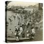 Bathing at a Ghat on the Ganges, Calcutta, India, C1900s-Underwood & Underwood-Stretched Canvas