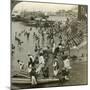 Bathing at a Ghat on the Ganges, Calcutta, India, C1900s-Underwood & Underwood-Mounted Photographic Print