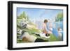 Bathing at Asnieres-Georges Seurat-Framed Art Print