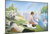 Bathing at Asnieres-Georges Seurat-Mounted Art Print