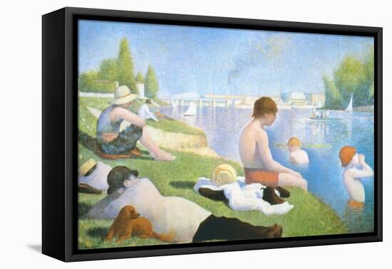 Bathing at Asnieres-Georges Seurat-Framed Stretched Canvas