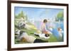 Bathing at Asnieres-Georges Seurat-Framed Art Print