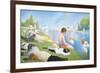 Bathing at Asnieres-Georges Seurat-Framed Premium Giclee Print